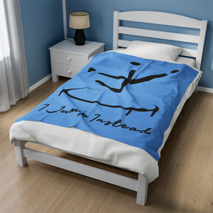 I Jump Instead Plush Blanket - Baby Blue w/ Black Logo