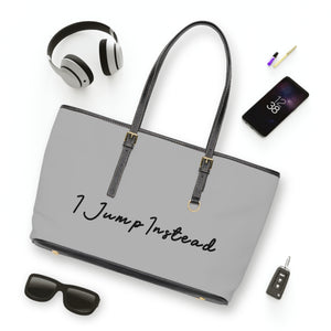 Faux Leather Shoulder Bag - Airy Grey w/ Black Logo